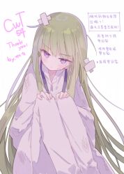 Rule 34 | 1other, androgynous, artist name, bandaid, blush, dress, enkidu (fate), fate/grand order, fate/strange fake, fate (series), green hair, long hair, mizumizu (phoenix), purple eyes, simple background, solo, tearing up, tears, thank you, very long hair, white background, white dress