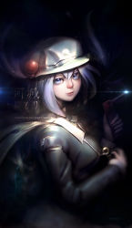 Rule 34 | 1girl, backpack, bag, blue eyes, blue hair, blurry, cabbie hat, chromatic aberration, dark, depth of field, dress, english text, from side, hair bobbles, hair ornament, hat, highres, janyhero, kawashiro nitori, key, lens flare, light, light particles, lips, long sleeves, looking at viewer, looking to the side, matching hair/eyes, nose, realistic, smile, solo, text focus, texture, touhou, two side up, upper body, wind
