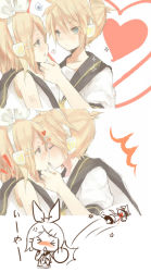 Rule 34 | !, 1boy, 1girl, ?, angry, bad id, bad pixiv id, blonde hair, blood, blood from mouth, blue eyes, blush, brother and sister, hair ornament, hair ribbon, hairclip, heart, heca, hetero, incest, kagamine len, kagamine rin, kiss, punching, ribbon, sailor collar, short hair, siblings, surprised, sweat, twincest, twins, vocaloid