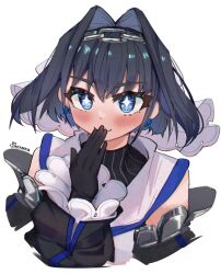 Rule 34 | + +, 1girl, absurdres, auraaa, black gloves, black hair, blue eyes, blush, closed mouth, earrings, gloves, hair intakes, highres, hololive, hololive english, jewelry, looking at viewer, ouro kronii, ouro kronii (1st costume), short hair, simple background, smile, solo, sparkling eyes, upper body, virtual youtuber, white background