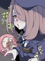 Rule 34 | 10s, 1girl, ahegao, bad id, bad pixiv id, brown hair, censored, cross-section, cum, cum in pussy, hair over one eye, hat, little witch academia, long hair, mosaic censoring, penis, red eyes, sex, solo focus, sucy manbavaran, takato kurosuke, vaginal, witch hat, x-ray