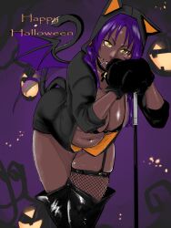 1girl bleach bleach:_brave_souls breasts dark-skinned_female dark_skin halloween highres large_breasts official_alternate_costume shihouin_yoruichi solo tata_(57531723)