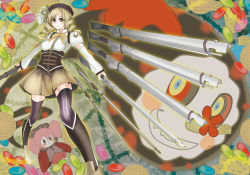 Rule 34 | 10s, bad id, bad pixiv id, beret, blonde hair, boots, candle, charlotte (madoka magica), detached sleeves, drill hair, gun, hat, mahou shoujo madoka magica, mahou shoujo madoka magica (anime), rifle, smile, tenjiku nezumi, thighhighs, thorns, tomoe mami, weapon, witch&#039;s labyrinth, yellow eyes