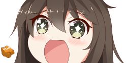 Rule 34 | 10s, 1girl, akagi (kancolle), bauxite, black hair, eyebrows, hair between eyes, kantai collection, long hair, looking at viewer, nahaki, open mouth, portrait, simple background, sin-poi, solo, sparkling eyes, symbol-shaped pupils, white background