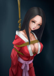 Rule 34 | arms behind back, bdsm, bondage, bound, breast bondage, breasts, coco (pixiv artist 1131293), japanese clothes, large breasts, miko, tears