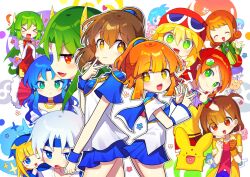 Rule 34 | &gt; &lt;, &gt;o&lt;, 5boys, 6+girls, :d, absurdres, amitie (puyopuyo), andou ringo, arle nadja, black pants, blonde hair, blue eyes, blue hair, blue skirt, brown gloves, brown hair, carbuncle (puyopuyo), character request, china dress, chinese clothes, closed mouth, draco centauros, dragon girl, dragon horns, dragon tail, dragon wings, dress, drill hair, earrings, elbow gloves, fang, gloves, green eyes, green hair, grey hair, highres, horns, jewelry, long hair, long sleeves, multiple boys, multiple girls, offbeat, one eye closed, open mouth, pants, puyopuyo, raffina (puyopuyo), red dress, red eyes, red hair, rulue (puyopuyo), satan (puyopuyo), schezo wegey, short hair, short sleeves, sig (puyopuyo), single glove, skirt, sleeveless, sleeveless dress, smile, tail, twin drills, v, white gloves, wings, witch (puyopuyo), xd