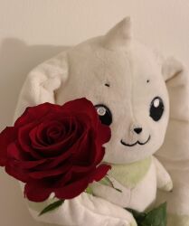 Rule 34 | digimon, digimon (creature), flower, highres, horns, rose, solo, terriermon, valentine&#039;s day