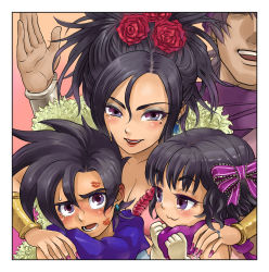 Rule 34 | 2boys, 2girls, :3, black hair, blush, bow, breasts, brother and sister, cleavage, deborah (dq5), dragon quest, dragon quest v, eyeshadow, family, father and daughter, father and son, flower, hair bow, hero&#039;s daughter (dq5), hero&#039;s son (dq5), hero (dq5), husband and wife, jewelry, large breasts, lipstick, lipstick mark, makeup, mature female, mimonel, mole, mole under eye, mother and daughter, mother and son, multiple boys, multiple girls, nail art, nail polish, purple eyes, purple nails, ring, rose, short hair, siblings, square enix, twins, wedding band