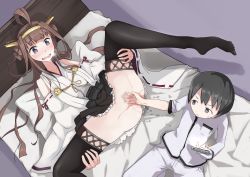 Rule 34 | 10s, 1boy, 1girl, admiral (kancolle), ahoge, bad feet, bad id, bad pixiv id, bare shoulders, bed, black hair, blush, brown hair, censored, cobhc667, detached sleeves, double bun, fingering, frown, hairband, headgear, heart, heart-shaped pupils, heavy breathing, hetero, highres, japanese clothes, kantai collection, kongou (kancolle), little boy admiral (kancolle), long hair, military, military uniform, nontraditional miko, open mouth, pussy, short hair, symbol-shaped pupils, thighhighs, uniform, v-shaped eyebrows, yuzuruka (bougainvillea)