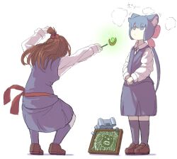 Rule 34 | 2girls, animal ears, bow, brown footwear, cat ears, chalkboard, constanze amalie von braunschbank-albrechtsberger, hair bow, hair ornament, high ponytail, highres, holding, holding wand, kagari atsuko, lion, little witch academia, long hair, looking up, low ponytail, multiple girls, ninodehierupedogami, picture frame, pink bow, school uniform, squatting, stanbot (little witch academia), very long hair, wand, witch