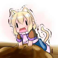Rule 34 | 1girl, animal ears, blonde hair, blush, cat ears, cat girl, cat tail, female focus, hoshizuki (seigetsu), mizuhashi parsee, open mouth, pointy ears, puru-see (hoshizuki (seigetsu)), scarf, short hair, short sleeves, solo, tail, touhou, trembling, | |