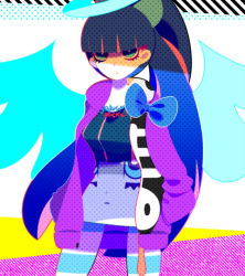 Rule 34 | 10s, 1girl, alternate costume, alternate hairstyle, colored inner hair, halo, jacket, mintchoco (mmn2), multicolored hair, panty &amp; stocking with garterbelt, ponytail, solo, stocking (psg), wings