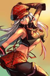 Rule 34 | 10s, 1girl, alisa ilinichina amiella, armpits, blue eyes, breasts, elbow gloves, gloves, god eater, hat, huge breasts, hungry clicker, long hair, namco, pantyhose, silver hair, skirt, solo, suspender skirt, suspenders, underboob