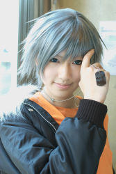 Rule 34 | akira (togainu no chi), cosplay, dog tags, highres, photo (medium), saya (cosplayer), silver hair, togainu no chi