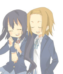 Rule 34 | black hair, brown hair, closed eyes, k-on!, nakano azusa, s ko, school uniform, short hair, tainaka ritsu, twintails