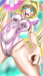 Rule 34 | 1girl, absurdres, blonde hair, blue eyes, highres, leotard, mermaid melody pichi pichi pitch, nanami lucia, open mouth, pink leotard