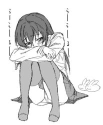 00s crossed_arms feet greyscale lowres miniskirt momose_kurumi monochrome pani_poni_dash! panties pantyshot pleated_skirt satou_atsuki school_uniform serafuku sitting skirt solo thighhighs underwear zettai_ryouiki