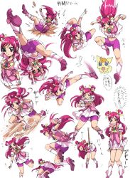 Rule 34 | 00s, 1girl, ankle boots, bdsm, bike shorts, bondage, boots, bound, brown eyes, character sheet, coco (precure 5), coco (yes! precure 5), cure dream, gloves, high heel boots, high heels, ikezaki misa, kicking, magical girl, no pants, pink hair, pink shorts, pink theme, precure, rope, shoe soles, shorts, yes! precure 5, yumehara nozomi