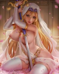 Rule 34 | 1girl, breasts, goblin slayer!, kittew, pussy, sword, sword maiden, tagme, thighhighs, weapon