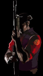 Rule 34 | 1boy, blouse, dark, gun, hat, male focus, red shirt, red sniper (tf2), rifle, shirt, sniper (tf2), sniper rifle, solo, sunglasses, team fortress 2, weapon