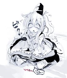 Rule 34 | 1girl, cis (carcharias), crying, crying with eyes open, hat, japanese clothes, long hair, monochrome, mononobe no futo, pee, peeing, peeing self, ponytail, scared, skirt, solo, surprised, tate eboshi, tears, touhou, wide-eyed