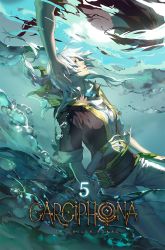 Rule 34 | air bubble, bubble, carciphona, closed eyes, comic, commentary, english commentary, fur trim, hand on another&#039;s head, jewelry, long hair, necklace, outstretched arms, pants, scarf, shilin, short sleeves, solo focus, submerged, underwater, water