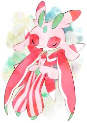 Rule 34 | absurdres, antennae, bug, claws, closed eyes, commentary request, creatures (company), full body, game freak, gen 7 pokemon, green background, highres, knees together feet apart, lurantis, mira (miramita8727), nintendo, no humans, pokemon, pokemon (creature), solo
