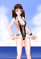 Rule 34 | 00s, black hair, long hair, rosario+vampire, swimsuit, toujou ruby, wand, witch