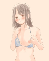 Rule 34 | 1girl, azumanishiki, bra, highres, implied futanari, one breast out, swimsuit, underwear