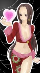 Rule 34 | 1girl, boa hancock, breasts, cleavage, earrings, female focus, highres, jewelry, long hair, one piece, solo
