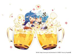 Rule 34 | &gt; &lt;, 2girls, :d, :o, alcohol, artist name, beer, beer mug, bilibili, blue hair, blush, brown skirt, closed eyes, commentary request, copyright name, cup, facing another, flower, flower-shaped pupils, hair between eyes, hair ornament, has bad revision, has downscaled revision, heart, holding hands, in container, kneehighs, long hair, looking at another, md5 mismatch, mini person, minigirl, mug, multiple girls, no shoes, official art, one side up, open mouth, parted lips, pink flower, pixiv username, pleated skirt, prophet chu, red eyes, red skirt, resolution mismatch, shirt, short sleeves, simple background, sitting, skirt, smile, socks, source smaller, spoken heart, symbol-shaped pupils, very long hair, wariza, watermark, web address, white background, white legwear, white shirt, xd