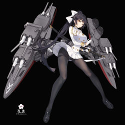 Rule 34 | 1girl, azur lane, black background, black hair, black pantyhose, blunt bangs, blush, breasts, brown eyes, buttons, character name, closed mouth, commentary request, copyright name, crotch seam, double-breasted, fighting stance, highres, holding, holding sword, holding weapon, katana, kishiyo, large breasts, legs apart, long hair, military, military uniform, miniskirt, panties, panties under pantyhose, pantyhose, pantyshot, pleated skirt, ponytail, ready to draw, revision, rigging, sheath, sheathed, simple background, skirt, solo, standing, sword, tachi-e, takao (azur lane), thighband pantyhose, underwear, uniform, upskirt, weapon, white panties, white skirt