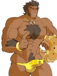 Rule 34 | 1boy, :s, abs, alternate costume, arm hair, bara, bare pectorals, bulge, chest hair, dark-skinned male, dark skin, dragalia lost, erection, erection under clothes, feet out of frame, goggles, goggles around neck, hairy, highres, holding, holding swim ring, index finger raised, innertube, large pectorals, leg hair, long sideburns, male focus, male pubic hair, male swimwear, mature male, muscular, muscular male, navel, navel hair, nipples, nude, old, old man, pectorals, piikeisandaa, pubic hair, short hair, sideburns, skindentation, solo, standing, stomach, swim briefs, swim ring, thick thighs, thighs, uncensored, unfinished, valyx (dragalia lost), yellow male swimwear