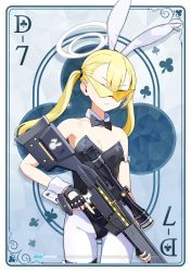 Rule 34 | 1girl, animal ears, black gloves, black leotard, blue archive, breasts, bunny girl guard (sr) (blue archive), detached collar, fake animal ears, fingerless gloves, gloves, green eyes, gun, halo, highres, holding, holding gun, holding weapon, leotard, long hair, looking at viewer, official art, pantyhose, playboy bunny, rabbit ears, small breasts, sunglasses, twintails, weapon, white pantyhose, wrist cuffs