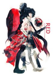Rule 34 | assault rifle, black hair, glasses, globe, gun, red eyes, rifle, solo, stecky, thighhighs, weapon