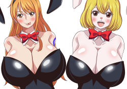 Rule 34 | 2girls, absurdres, blonde hair, breasts, carrot (one piece), cleavage, highres, huge breasts, large breasts, multiple girls, nami (one piece), one piece, orange hair, qdoujin (pixiv44648813), smile, upper body