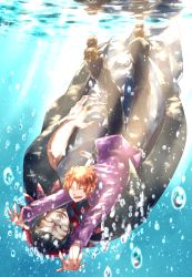 Rule 34 | 2boys, absurdres, bad id, bad pixiv id, black hair, brown hair, bubble, gilles de rais (caster) (fate), fate/zero, fate (series), highres, male focus, multiple boys, psychedelic amatou, swimming, underwater, uryuu ryuunosuke