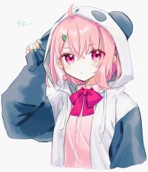Rule 34 | 1 ma, 1girl, hood, hoodie, nijisanji, pink hair, sasaki saku, solo, transparent background, virtual youtuber