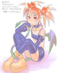 Rule 34 | 00s, bat wings, collar, demon girl, disgaea, elbow gloves, etna (disgaea), fang, flat chest, gloves, makai senki disgaea, makai senki disgaea 2, miniskirt, nippon ichi, pointy ears, red eyes, red hair, skirt, solo, tail, thighhighs, twintails, wings, zenkou
