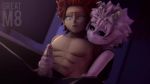 Rule 34 | 1boy, 1girl, 3d, abs, animated, artist name, ashido mina, black sclera, boku no hero academia, colored sclera, colored skin, dutch angle, giggling, greatm8, handjob, head on another&#039;s shoulder, hetero, horns, kirishima eijirou, looking at another, looping animation, moaning, open mouth, penis, pink hair, pink skin, red eyes, red hair, sharp teeth, short hair, smile, sound, spiked hair, teeth, testicles, topless, uncensored, video, video, yellow eyes