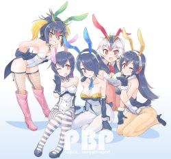 Rule 34 | &gt;:d, 10s, 5girls, :d, :o, ;d, acronym, adapted costume, alternate costume, animal ears, bare shoulders, bent over, boots, breasts, cleavage, cleavage cutout, clothing cutout, collarbone, commentary request, covered navel, detached collar, emperor penguin (kemono friends), fake animal ears, fishnet legwear, fishnets, frilled leotard, frills, fur collar, fur trim, gentoo penguin (kemono friends), gloves, gradient background, hair over one eye, headphones, high heel boots, high heels, highleg, highleg leotard, humboldt penguin (kemono friends), kemono friends, knee boots, kneeling, leotard, long hair, medium breasts, multiple girls, naka akira, necktie, one eye closed, open mouth, pantyhose, penguins performance project (kemono friends), pink footwear, pink legwear, playboy bunny, rabbit ears, rockhopper penguin (kemono friends), royal penguin (kemono friends), seiza, short hair, sitting, small breasts, smile, striped clothes, striped legwear, striped pantyhose, thighhighs, v-shaped eyebrows, white legwear, yawning, yellow legwear