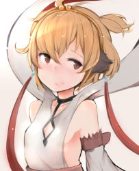 Rule 34 | 10s, 1girl, andira (granblue fantasy), blonde hair, breasts, brown eyes, detached sleeves, erune, granblue fantasy, hair ornament, hairband, highres, looking at viewer, muoto, no bra, short hair, sideboob, small breasts, smile, solo