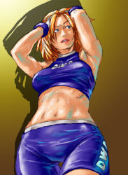 Rule 34 | abs, blonde hair, blue eyes, breasts, dead or alive, large breasts, simple background, sweat, take (draghignazzo), tecmo, tina armstrong