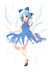 Rule 34 | 1girl, bad id, bad pixiv id, blue eyes, blue hair, cirno, dress, hidamarinet, highres, mary janes, matching hair/eyes, shoes, short hair, solo, touhou, wings