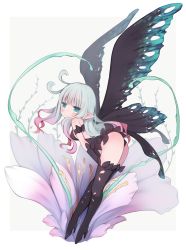 Rule 34 | 1girl, anne (bravely second), antenna hair, arashiya, ass, black footwear, black gloves, black leotard, black thighhighs, blue eyes, blush, boots, bravely default (series), bravely second: end layer, breasts, butterfly wings, commission, commissioner upload, fairy, flower, from side, full body, gloves, high heels, insect wings, leaning forward, legs, leotard, long hair, looking at viewer, pixiv commission, pointy ears, sideboob, silver hair, smile, solo, thigh boots, thighhighs, thighs, wings