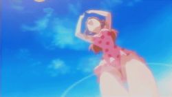Rule 34 | 00s, 1girl, animated, animated gif, armpits, arms up, asahina mikuru, ball, beach, beachball, bouncing breasts, breasts, brown hair, casual one-piece swimsuit, cloud, day, dutch angle, from below, large breasts, long hair, lowres, one-piece swimsuit, outdoors, pink one-piece swimsuit, polka dot, polka dot swimsuit, screencap, sidelocks, sky, solo, sparkle, standing, suzumiya haruhi no yuuutsu, swimsuit, thigh gap