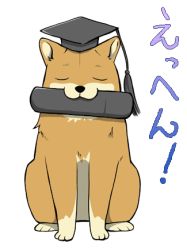 Rule 34 | animal, animal focus, dog, closed eyes, graduation, hat, lowres, nu tarou, shiba inu