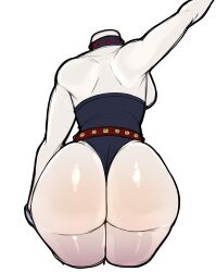 Rule 34 | 1girl, ass, blackwhiplash, bodysuit, boku no hero academia, curvy, from behind, highres, huge ass, midnight (boku no hero academia), simple background, solo, thick thighs, thighs, third-party edit, wide hips