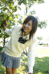 Rule 34 | blouse, cosplay, highres, nagasaki rina, photo (medium), pleated skirt, school uniform, serafuku, shirt, skirt, sweater vest