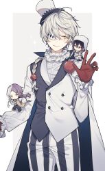Rule 34 | bishounen, bntw22, braid, bungou stray dogs, character request, chibi, cowboy shot, eyepatch, gloves, hat, highres, male focus, red gloves, scar, scar across eye, shirt, top hat, vest, white hair, white shirt